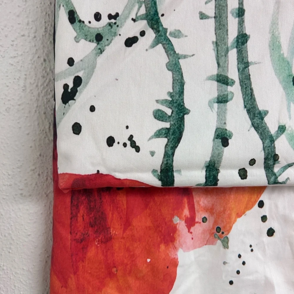 Tessuto Artistico Watercolor Poppy Cotton rectangle Tablecloth Italian made NWT
